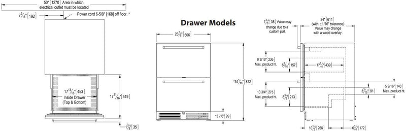 Perlick 24 inch Signature Series 5.2 cu ft Drawer Refrigerator HP24RO-4-6 Refrigerators HP24RO-4-6DL Flame Authority