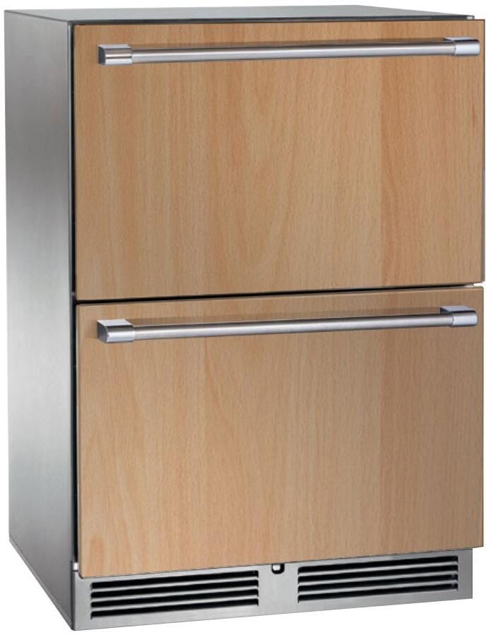 Perlick 24-Inch Signature Series Outdoor Built-In Counter Depth Drawer Refrigerator with 5.2 cu. ft. Capacity in Panel Ready (HP24RM-4-6) Flame Authority