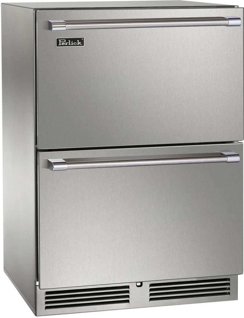 Perlick 24" Signature Series Outdoor Built-In Counter Depth Drawer Refrigerator with 5 cu. ft Capacity in Stainless Steel HP24ZM-4-5 Refrigerators HP24ZM-4-5 Flame Authority