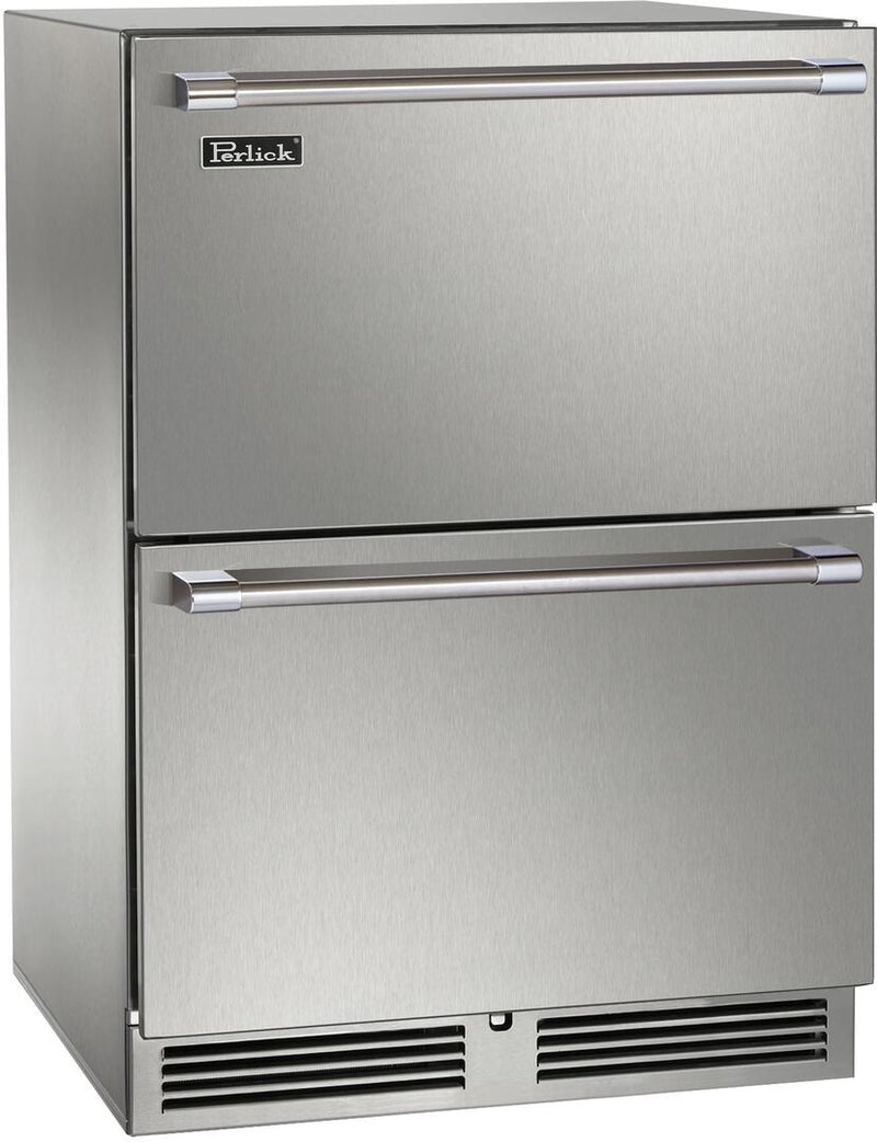 Perlick Signature Series 24-Inch Built-In Counter Depth Drawer Dual Zone Refrigerator & Freezer with 5 cu. ft. Capacity in Stainless Steel HP24ZS-4-5 Refrigerators HP24ZS-4-5 Flame Authority