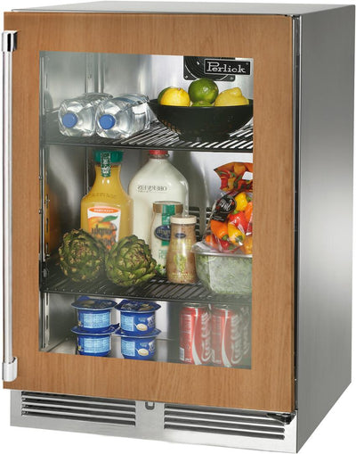 Perlick Signature Series 24-Inch Outdoor Built-In Counter Depth Compact Refrigerator with 5.2 cu. ft. Capacity, Panel Ready and Glass Door (HP24RO-4-4L & HP24RO-4-4R) Flame Authority
