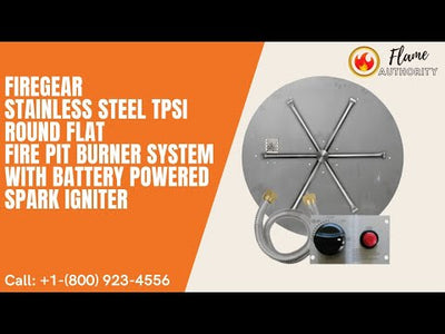 Firegear Stainless Steel TPSI Round Flat Natural Gas 34-inch Fire Pit Burner System with Battery Powered Spark Igniter FPB-34DBS31TPSI-N