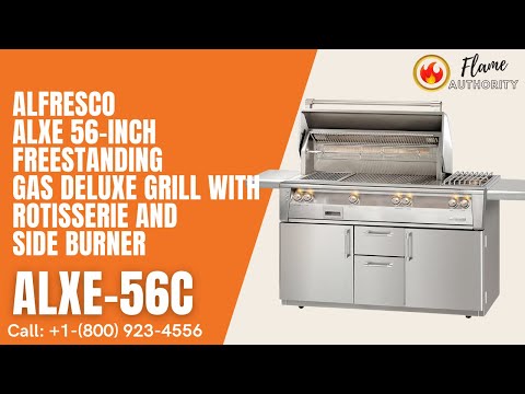 Alfresco ALXE 56-Inch Freestanding Gas Deluxe Grill With Rotisserie And Side Burner