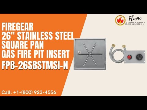 Firegear 26" Stainless Steel Square Pan Gas Fire Pit Insert FPB-26SBSTMSI-N