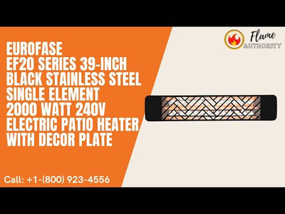 Eurofase EF20 Series 39-inch Black Stainless Steel Single Element 2000 Watt 240V Electric Patio Heater with Decor Plate