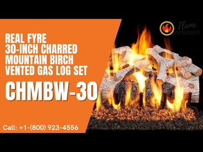 Real Fyre 30-inch Charred Mountain Birch Vented Gas Log Set - CHMBW-30
