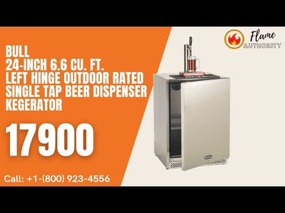 Bull 24-Inch 6.6 Cu. Ft. Left Hinge Outdoor Rated Single Tap Beer Dispenser Kegerator 17900