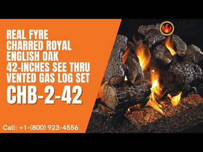 Real Fyre Charred Royal English Oak 42-inches See Thru Vented Gas Log Set CHB-2-42