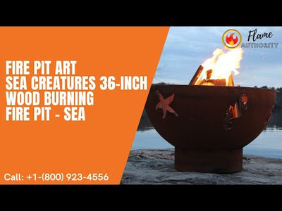 Fire Pit Art Sea Creatures 36-inch Wood Burning Fire Pit - SEA