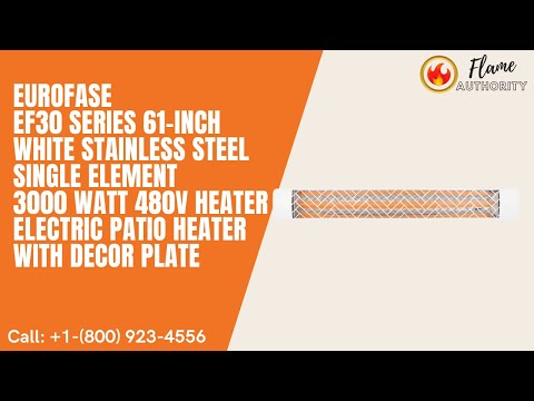 Eurofase EF30 Series 61-inch White Stainless Steel Single Element 3000 Watt 480V Heater Electric Patio Heater with Decor Plate