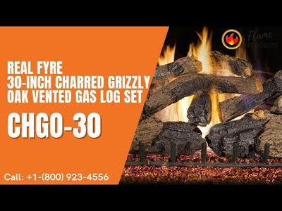 Real Fyre 30-inch Charred Grizzly Oak Vented Gas Log Set - CHGO-30