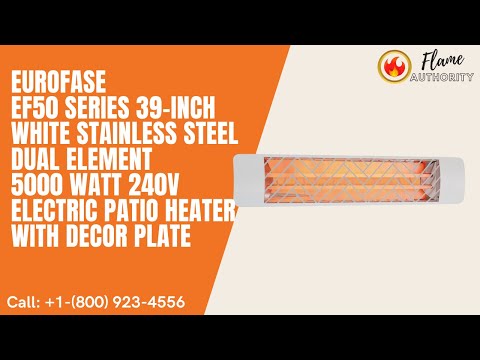 Eurofase EF50 Series 39-inch White Stainless Steel Dual Element 5000 Watt 240V Electric Patio Heater with Decor Plate