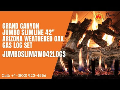Grand Canyon Jumbo Slimline 42" Arizona Weathered Oak Gas Log Set JUMBOSLIMAWO42LOGS