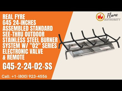 Real Fyre G45 24-inches Assembled Standard See-Thru Outdoor Stainless Steel Burner System w/ "02" Series Electronic Valve & Remote G45-2-24-02-SS