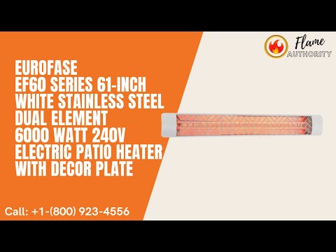 Eurofase EF60 Series 61-inch White Stainless Steel Dual Element 6000 Watt 240V Electric Patio Heater with Decor Plate