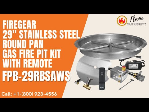 Firegear 29" Stainless Steel Round Pan Gas Fire Pit Kit with Remote FPB-29RBSAWS