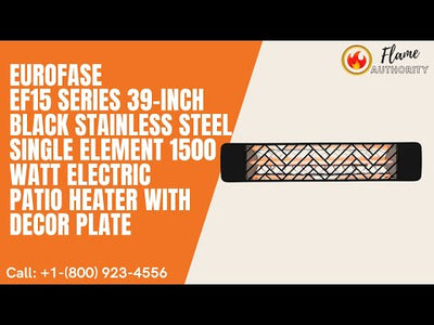 Eurofase EF15 Series 39-inch Black Stainless Steel Single Element 1500 Watt Electric Patio Heater with Decor Plate