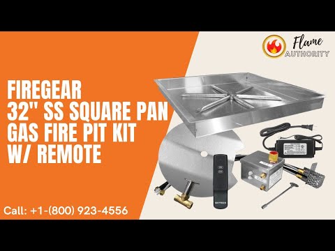 Firegear 32" SS Square Pan Gas Fire Pit Kit w/ Remote FPB-32SBSAWS-P