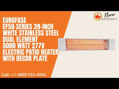 Eurofase EF50 Series 39-inch White Stainless Steel Dual Element 5000 Watt 277V Electric Patio Heater with Decor Plate