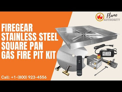 Firegear 38" Stainless Steel Square Pan Gas Fire Pit Kit FPB-38SBSAWS
