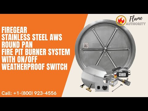 Firegear Stainless Steel AWS Round Pan Natural Gas 25-inch Fire Pit Burner System FPB-25RBSAWS-N with On/OFF Weatherproof Switch