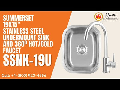 Summerset 19x15" Stainless Steel Undermount Sink & 360º Hot/Cold Faucet SSNK-19U