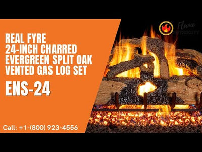 Real Fyre 24-inch Charred Evergreen Split Oak Vented Gas Log Set - ENS-24