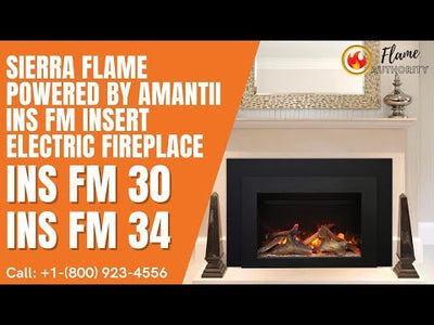 Sierra Flame 30" Electric Fireplace Insert with Black Steel Surround INS-FM-30