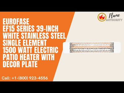 Eurofase EF15 Series 39-inch White Stainless Steel Single Element 1500 Watt Electric Patio Heater with Decor Plate