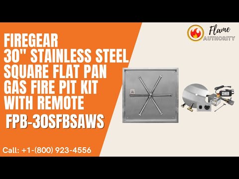 Firegear 30" Stainless Steel Square Flat Pan Gas Fire Pit Kit with Remote FPB-30SFBSAWS