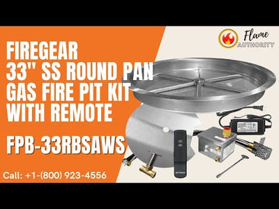 Firegear 33" SS Round Pan Gas Fire Pit Kit with Remote FPB-33RBSAWS