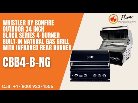 Whistler by Bonfire Outdoor 34 inch Black Series 4-Burner Built-In Natural Gas Grill with Infrared Rear Burner CBB4-B-NG