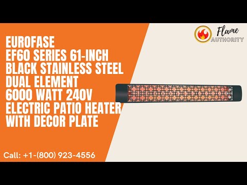 Eurofase EF60 Series 61-inch Black Stainless Steel Dual Element 6000 Watt 240V Electric Patio Heater with Decor Plate
