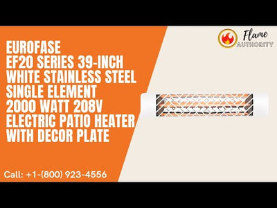 Eurofase EF20 Series 39-inch White Stainless Steel Single Element 2000 Watt 208V Electric Patio Heater with Decor Plate