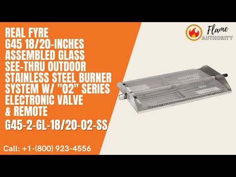 Real Fyre G45 18/20-inches Assembled Glass See-Thru Outdoor Stainless Steel Burner System w/ "02" Series Electronic Valve & Remote G45-2-GL-18/20-02-SS