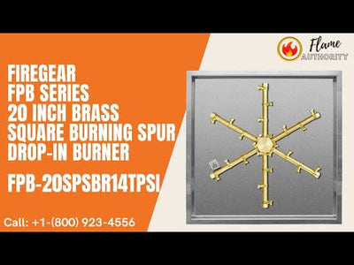 Firegear FPB Series 20 inch Brass Square Burning Spur Drop-In Burner FPB-20SPSBR14TPSI