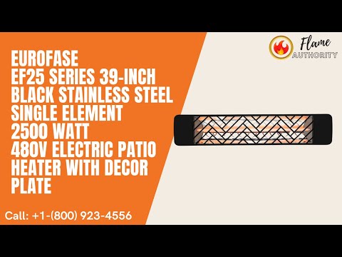 Eurofase EF25 Series 39-inch Black Stainless Steel Single Element 2500 Watt 480V Electric Patio Heater with Decor Plate
