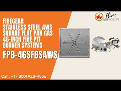 Firegear Stainless Steel AWS Square Flat Pan Gas 46-inch Fire Pit Burner Systems FPB-46SFBSAWS