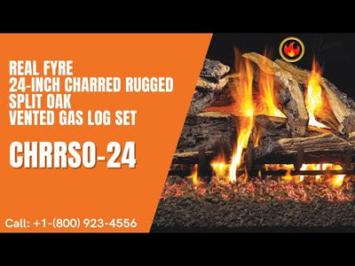 Real Fyre 24-inch Charred Rugged Split Oak Vented Gas Log Set - CHRRSO-24