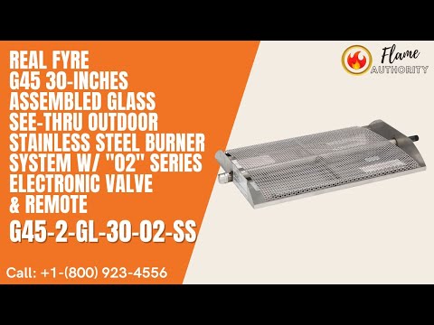 Real Fyre G45 30-inches Assembled Glass See-Thru Outdoor Stainless Steel Burner System w/ "02" Series Electronic Valve & Remote G45-2-GL-30-02-SS