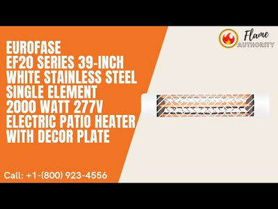Eurofase EF20 Series 39-inch White Stainless Steel Single Element 2000 Watt 277V Electric Patio Heater with Decor Plate