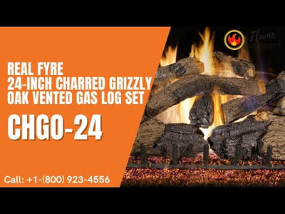 Real Fyre 24-inch Charred Grizzly Oak Vented Gas Log Set - CHGO-24