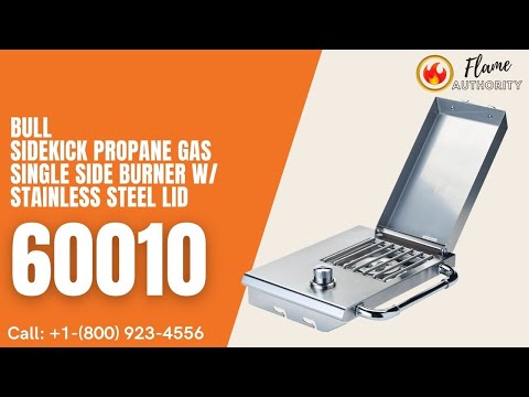 Bull Sidekick Propane Gas Single Side Burner W/ Stainless Steel Lid 60010