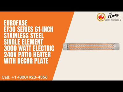 Eurofase EF30 Series 61-inch Stainless Steel Single Element 3000 Watt Electric 240V Patio Heater with Decor Plate