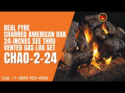Real Fyre Charred American Oak 24-inches See Thru Vented Gas Log Set CHAO-2-24
