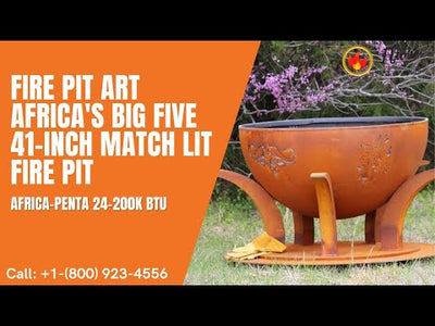 Fire Pit Art Africa's Big Five 41-inch Match Lit Fire Pit Africa-PENTA 24-200K BTU