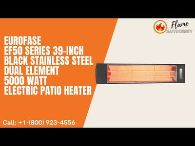 Eurofase EF50 Series 39-inch Black Stainless Steel Dual Element 5000 Watt Electric Patio Heater