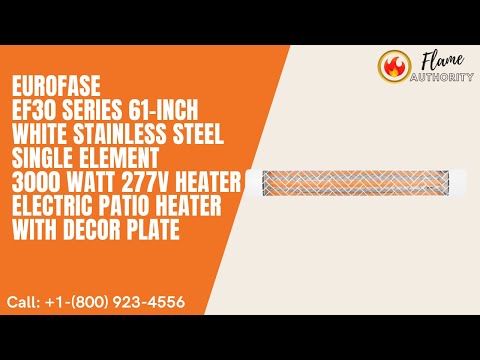 Eurofase EF30 Series 61-inch White Stainless Steel Single Element 3000 Watt 277V Heater Electric Patio Heater with Decor Plate