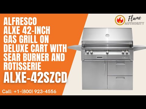 Alfresco ALXE 42-Inch Gas Grill on Deluxe Cart With Sear Burner And Rotisserie