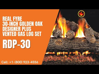Real Fyre 30-inch Golden Oak Designer Plus Vented Gas Log Set - RDP-30